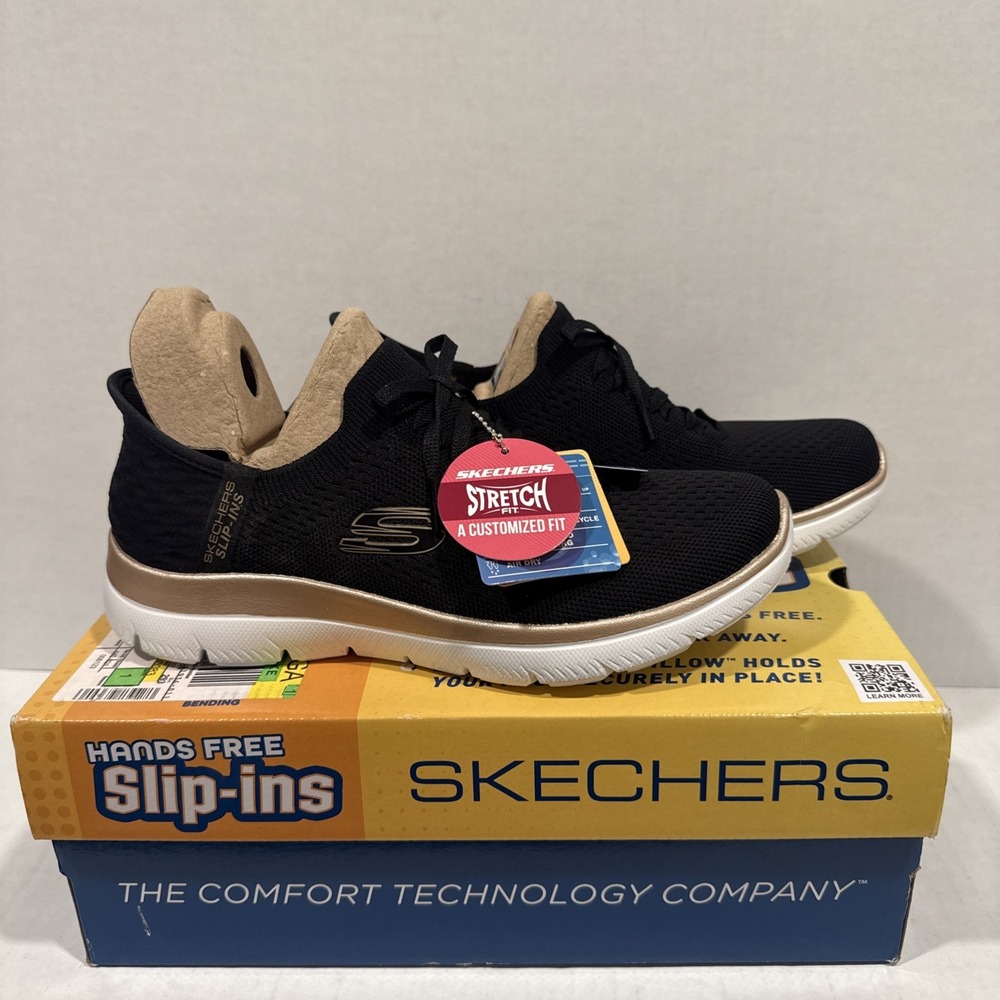 Skechers Women's Hands Free Slip-ins Summits Classy Black Rose Gold 8.5